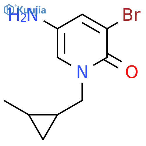 5-amino-3-bromo-1-(2-methylcyclopropyl)methyl-1,2-dihydropyridin-2-one structure
