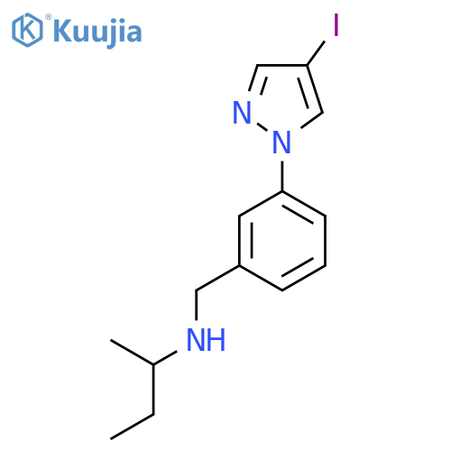(butan-2-yl)({3-(4-iodo-1H-pyrazol-1-yl)phenylmethyl})amine structure