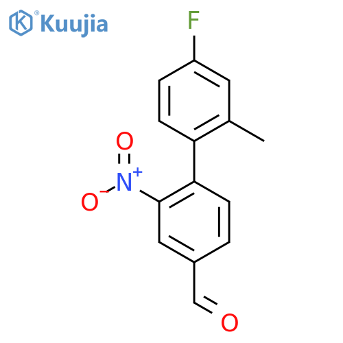4-(4-Fluoro-2-methylphenyl)-3-nitrobenzaldehyde structure