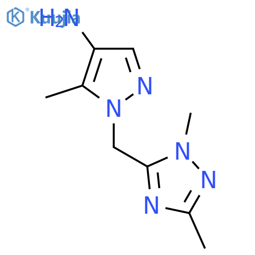 1-(dimethyl-1H-1,2,4-triazol-5-yl)methyl-5-methyl-1H-pyrazol-4-amine structure