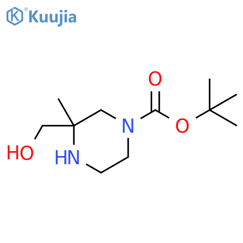 1-Piperazinecarboxylic acid, 3-(hydroxymethyl)-3-methyl-, 1,1-dimethylethyl ester structure