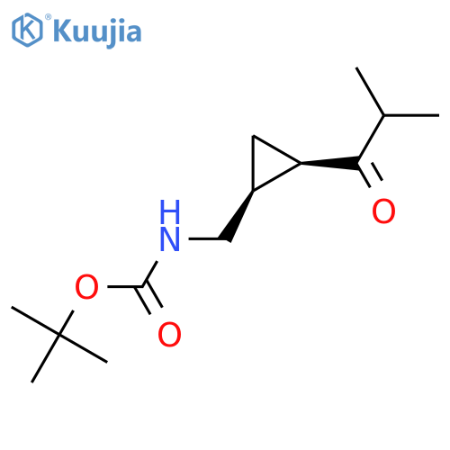 rac-tert-butyl N-{[(1R,2S)-2-(2-methylpropanoyl)cyclopropyl]methyl}carbamate structure