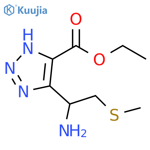 1H-1,2,3-Triazole-5-carboxylic acid, 4-[1-amino-2-(methylthio)ethyl]-, ethyl ester structure