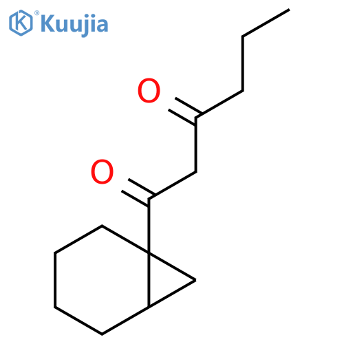 1-{bicyclo4.1.0heptan-1-yl}hexane-1,3-dione structure
