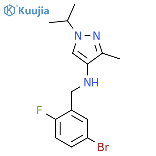 N-(5-bromo-2-fluorophenyl)methyl-3-methyl-1-(propan-2-yl)-1H-pyrazol-4-amine structure