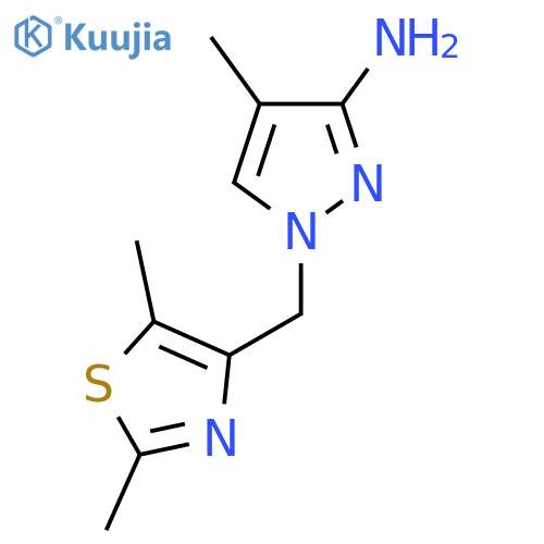 1-(dimethyl-1,3-thiazol-4-yl)methyl-4-methyl-1H-pyrazol-3-amine structure