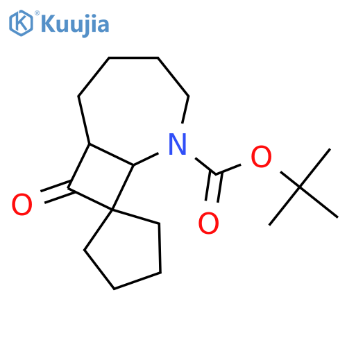Tert-butyl 9-oxo-6-azaspiro[bicyclo[5.2.0]nonane-8,1'-cyclopentane]-6-carboxylate structure