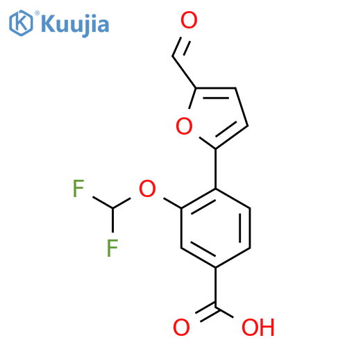 3-(difluoromethoxy)-4-(5-formylfuran-2-yl)benzoic acid structure