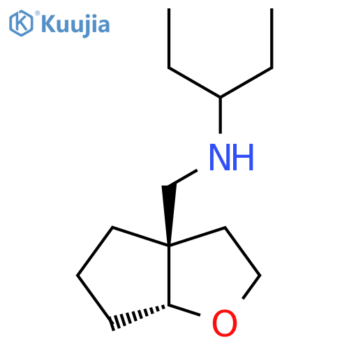 rac-{[(3aR,6aR)-hexahydro-2H-cyclopenta[b]furan-3a-yl]methyl}(pentan-3-yl)amine structure