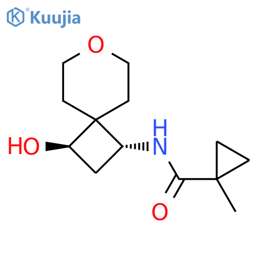 rac-N-[(1R,3R)-3-hydroxy-7-oxaspiro[3.5]nonan-1-yl]-1-methylcyclopropane-1-carboxamide structure