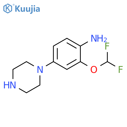 Benzenamine, 2-(difluoromethoxy)-4-(1-piperazinyl)- structure