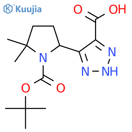 5-{1-[(tert-butoxy)carbonyl]-5,5-dimethylpyrrolidin-2-yl}-1H-1,2,3-triazole-4-carboxylic acid structure