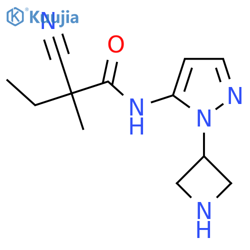 N-1-(azetidin-3-yl)-1H-pyrazol-5-yl-2-cyano-2-methylbutanamide structure