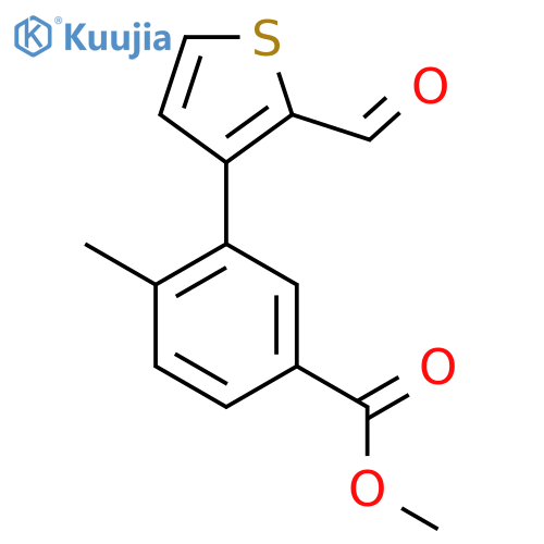 Benzoic acid, 3-(2-formyl-3-thienyl)-4-methyl-, methyl ester structure