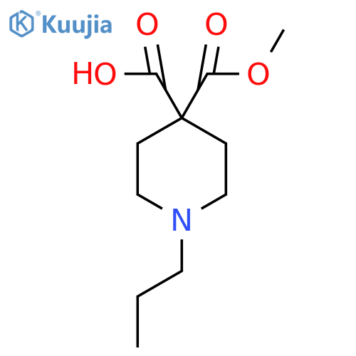 4-(methoxycarbonyl)-1-propylpiperidine-4-carboxylic acid structure