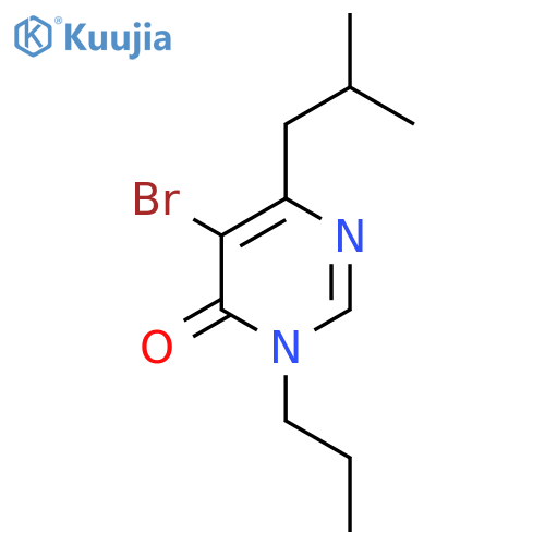 5-bromo-6-(2-methylpropyl)-3-propyl-3,4-dihydropyrimidin-4-one structure