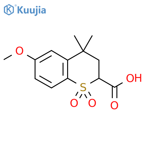 6-methoxy-4,4-dimethyl-1,1-dioxo-3,4-dihydro-2H-1lambda6-benzothiopyran-2-carboxylic acid structure