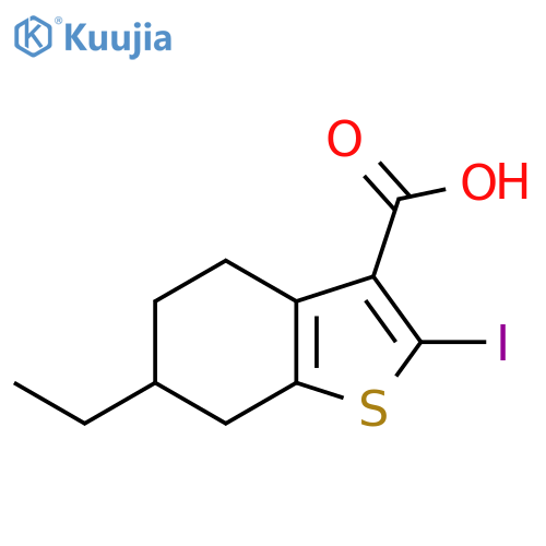 6-ethyl-2-iodo-4,5,6,7-tetrahydro-1-benzothiophene-3-carboxylic acid structure