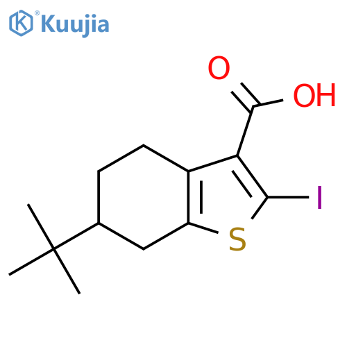 6-tert-butyl-2-iodo-4,5,6,7-tetrahydro-1-benzothiophene-3-carboxylic acid structure