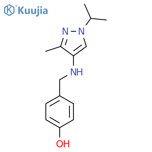 4-({3-methyl-1-(propan-2-yl)-1H-pyrazol-4-ylamino}methyl)phenol structure