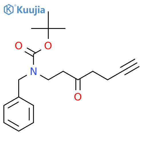 tert-butyl N-benzyl-N-(3-oxohept-6-yn-1-yl)carbamate structure