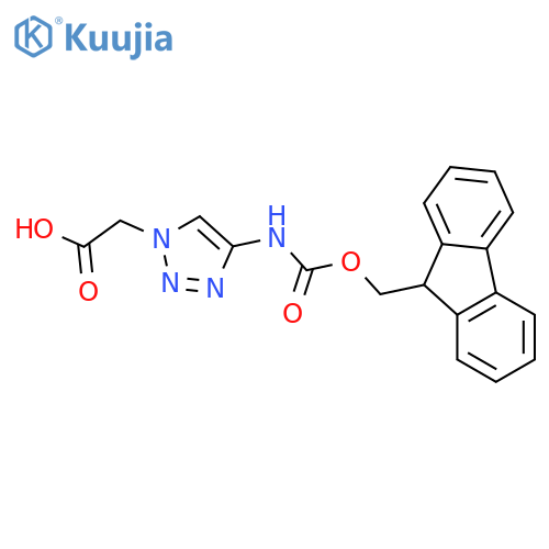 2-[4-({[(9H-fluoren-9-yl)methoxy]carbonyl}amino)-1H-1,2,3-triazol-1-yl]acetic acid structure