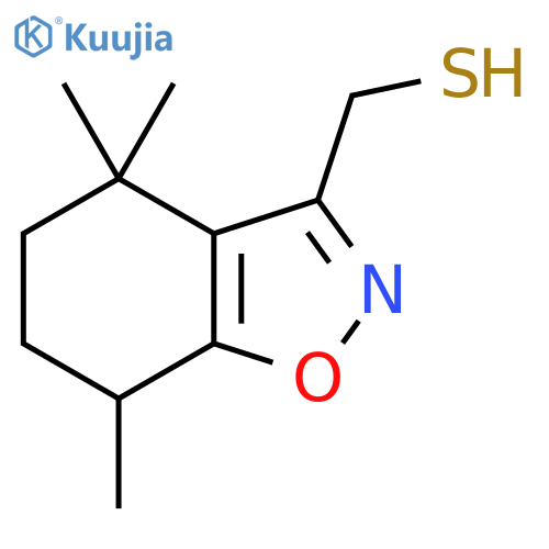 (4,4,7-trimethyl-4,5,6,7-tetrahydro-1,2-benzoxazol-3-yl)methanethiol structure
