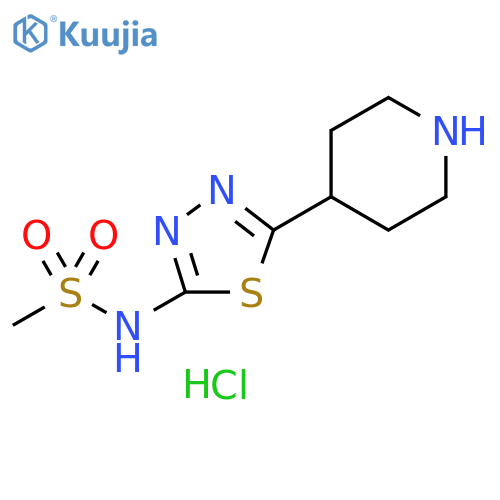 Methanesulfonamide, N-[5-(4-piperidinyl)-1,3,4-thiadiazol-2-yl]-, hydrochloride (1:2) structure