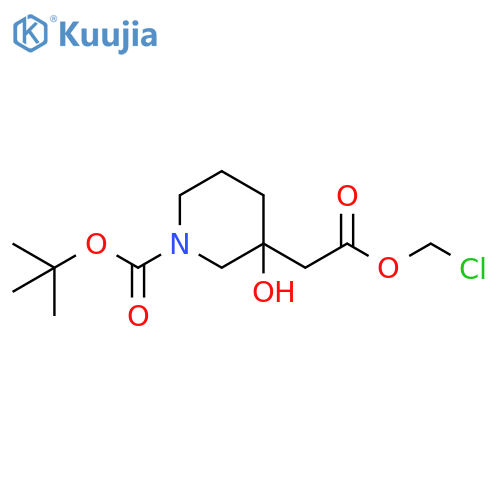 3-Piperidineacetic acid, 1-[(1,1-dimethylethoxy)carbonyl]-3-hydroxy-, chloromethyl ester structure