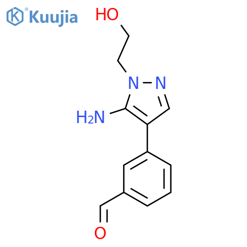 3-[5-amino-1-(2-hydroxyethyl)-1H-pyrazol-4-yl]benzaldehyde structure
