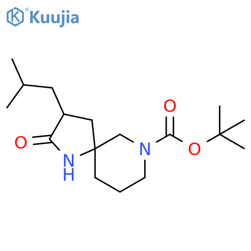 tert-butyl 3-(2-methylpropyl)-2-oxo-1,7-diazaspiro4.5decane-7-carboxylate structure