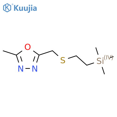 2-methyl-5-({2-(trimethylsilyl)ethylsulfanyl}methyl)-1,3,4-oxadiazole structure