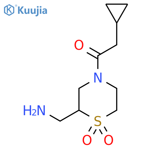 2-(Aminomethyl)-4-(2-cyclopropylacetyl)-1lambda6-thiomorpholine-1,1-dione structure