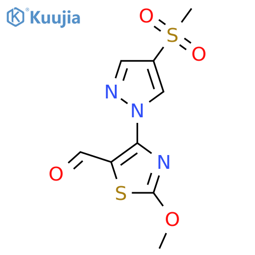 4-(4-methanesulfonyl-1H-pyrazol-1-yl)-2-methoxy-1,3-thiazole-5-carbaldehyde structure