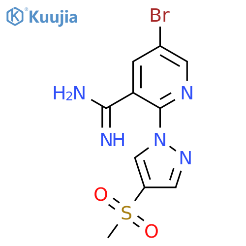 5-bromo-2-(4-methanesulfonyl-1H-pyrazol-1-yl)pyridine-3-carboximidamide structure
