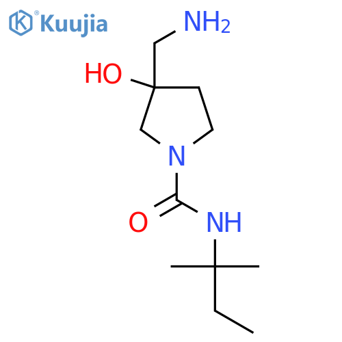 3-(aminomethyl)-3-hydroxy-N-(2-methylbutan-2-yl)pyrrolidine-1-carboxamide structure