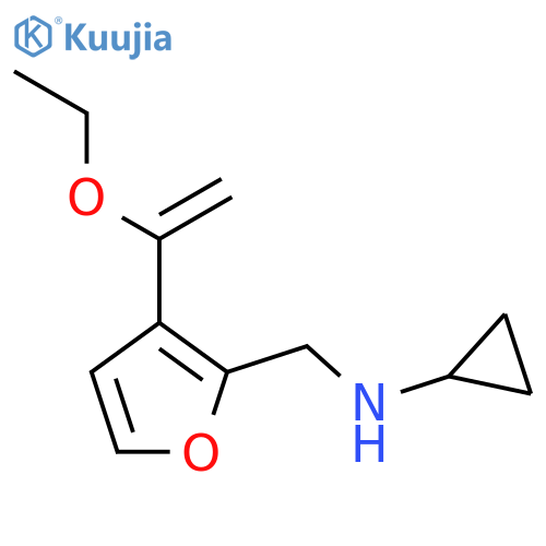 N-{[3-(1-ethoxyethenyl)furan-2-yl]methyl}cyclopropanamine structure