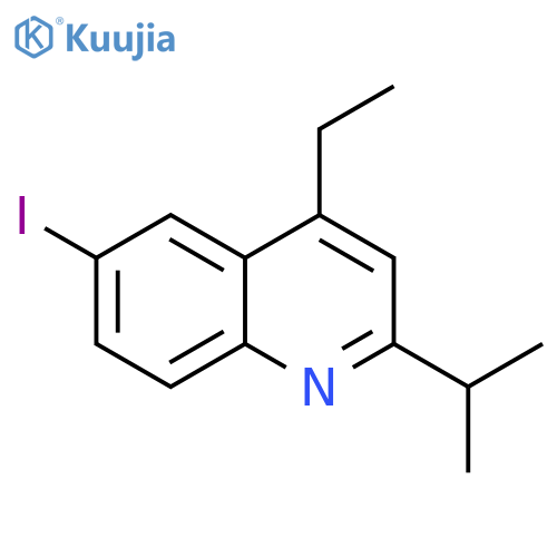 Quinoline, 4-ethyl-6-iodo-2-(1-methylethyl)- structure