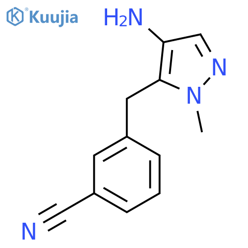 3-[(4-amino-1-methyl-1H-pyrazol-5-yl)methyl]benzonitrile structure