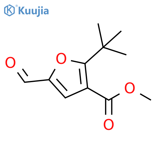 3-Furancarboxylic acid, 2-(1,1-dimethylethyl)-5-formyl-, methyl ester structure