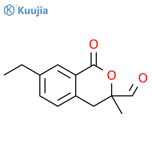 1H-2-Benzopyran-3-carboxaldehyde, 7-ethyl-3,4-dihydro-3-methyl-1-oxo- structure