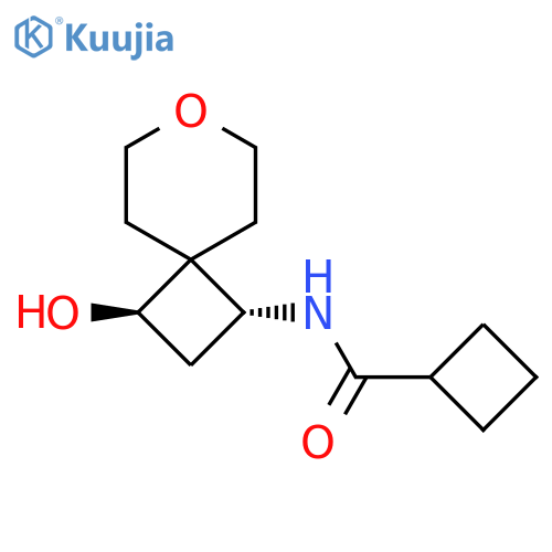 rac-N-[(1R,3R)-3-hydroxy-7-oxaspiro[3.5]nonan-1-yl]cyclobutanecarboxamide structure
