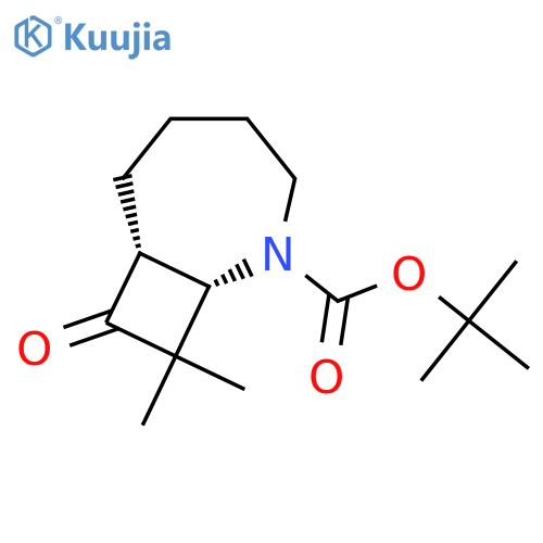 rac-tert-butyl (1R,7S)-9,9-dimethyl-8-oxo-2-azabicyclo[5.2.0]nonane-2-carboxylate structure