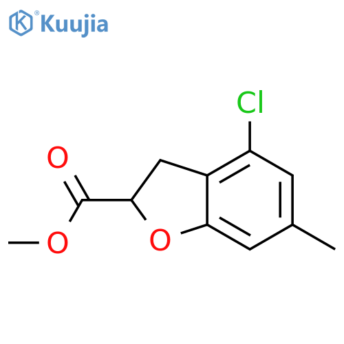 2-Benzofurancarboxylic acid, 4-chloro-2,3-dihydro-6-methyl-, methyl ester structure