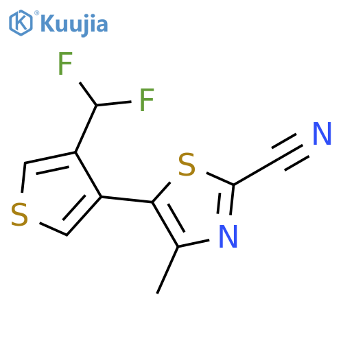 2-Thiazolecarbonitrile, 5-[4-(difluoromethyl)-3-thienyl]-4-methyl- structure