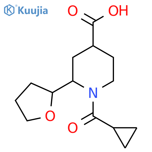 1-Cyclopropanecarbonyl-2-(oxolan-2-yl)piperidine-4-carboxylic acid structure