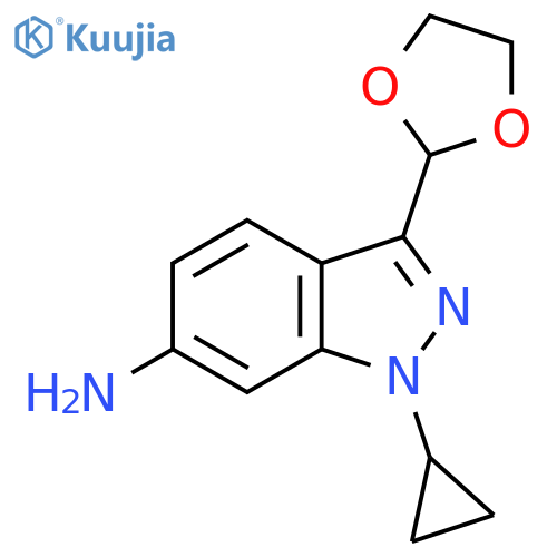 1H-Indazol-6-amine, 1-cyclopropyl-3-(1,3-dioxolan-2-yl)- structure