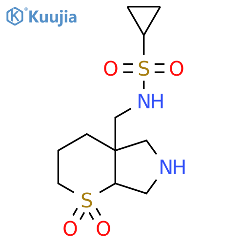 N-({1,1-dioxo-octahydro-1lambda6-thiopyrano[2,3-c]pyrrol-4a-yl}methyl)cyclopropanesulfonamide structure