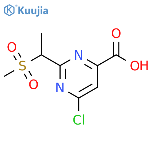 4-Pyrimidinecarboxylic acid, 6-chloro-2-[1-(methylsulfonyl)ethyl]- structure