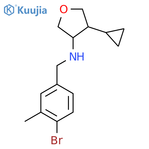N-(4-bromo-3-methylphenyl)methyl-4-cyclopropyloxolan-3-amine structure